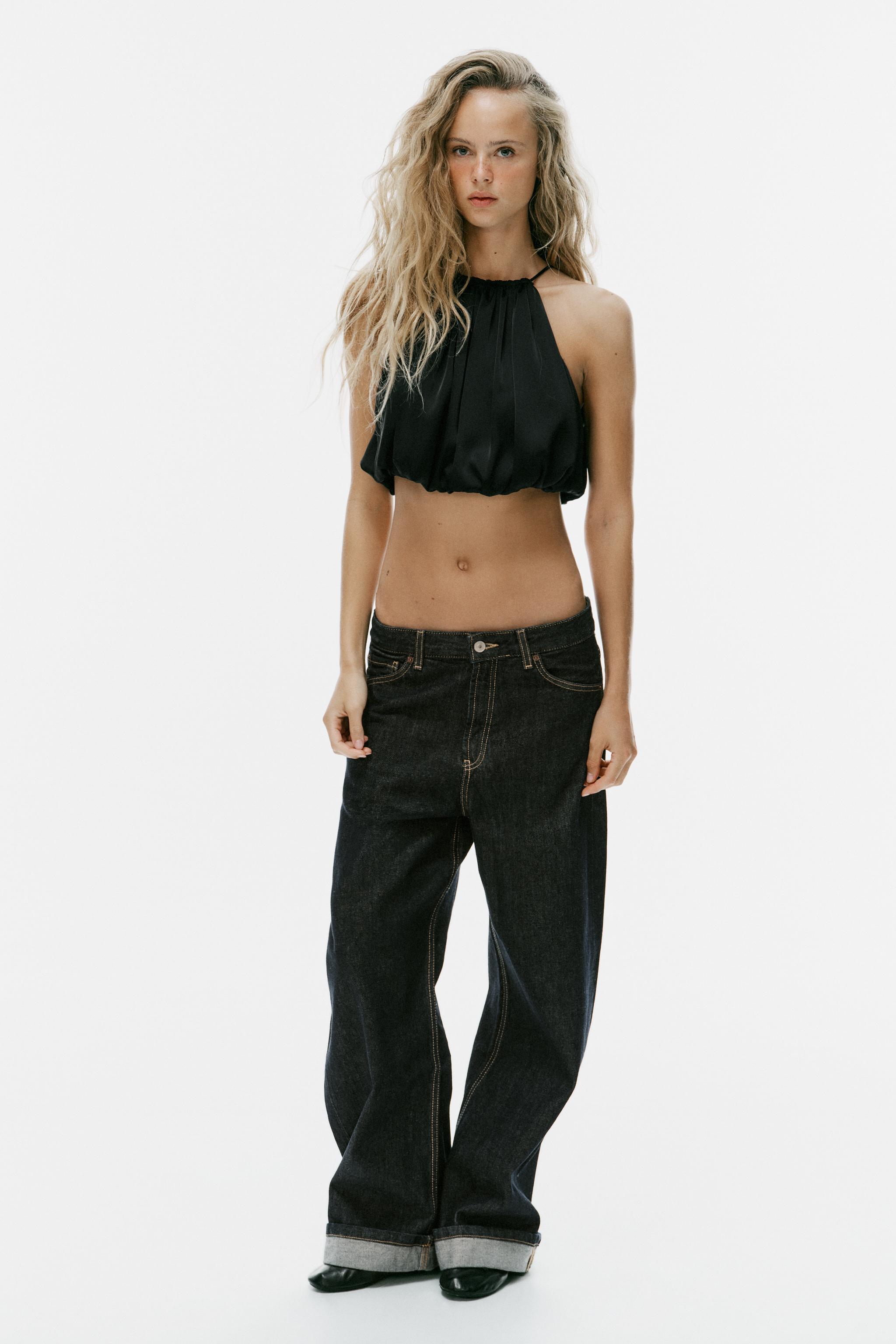 SATIN BALLOON CROP TOP